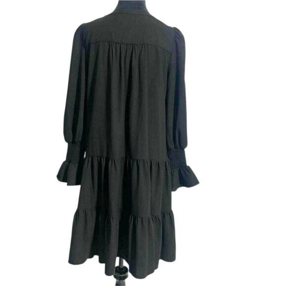 Tuckernuck Pomander Place Size Medium Black Dress Long Sleeve Crepe Kenzo - Picture 6 of 9